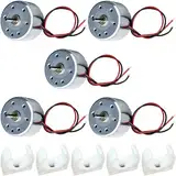 JYUDAUFU 5 Stück RF-300-Motor DC 1 V – 6 V, Wellendurchmesser 0,08 Zoll/2 mm, Wellenlänge 0,16 Zoll/4 mm, 5200 U/min mit Halterung, Reparaturteil für Spielzeugauto, Mini-Lüfter, DIY-Modell