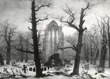 phtnmaihw Caspar David Friedrich Poster auf Leinwand, Motiv: Klosterfriedhof im Schnee, 60 x 80 cm, ungerahmt