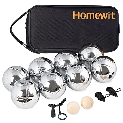 Boccia Kugeln,Boule Kugeln mit 8 Metall, 2 Holz-Kugel, 2 Abstandsmesser, 1 Boules-Kugel Magnetvorrichtung & Luxuriöser Tragetasche,Petanque für Outdoor-Spiel für den Garten oder den Strand Spielzeug