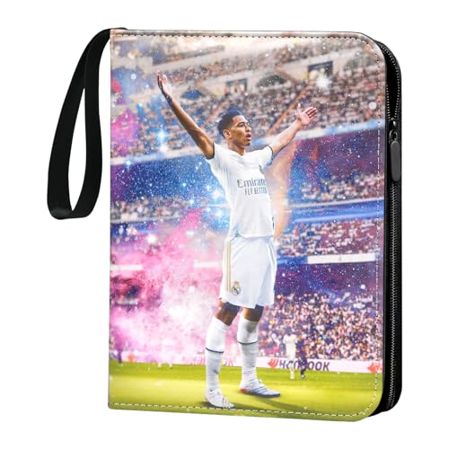 Oirigaga Fussball Sammelkarten Album, Fußball Karten Sammelalbum mit Reißverschluss Tragegriff 4 Taschen 50 Seiten, 400 Karten Sammelmappe Sammelheft Sammelbuch, Sport Karten Heft Ordner Buch Mappe