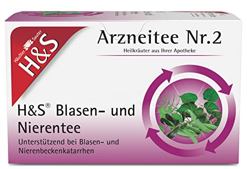 H&S Blasen- und Nierentee: Arzneitee Nr. 2 mit Heilkräutern aus der Natur bei Blasenentzündung und Nierenbeckenentzündung, 20 x 2 g