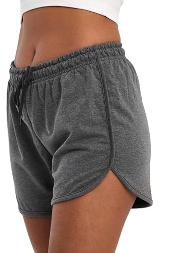 COMEOR Kurze Hose Damen - Shorts Sommer Jogginghose, Sporthose Kurz Baumwolle, Trainingshose Kurz - Laufhose Kurz Sommerhose Kurz Yoga Sport Freizeit (Dunkelgrau M)