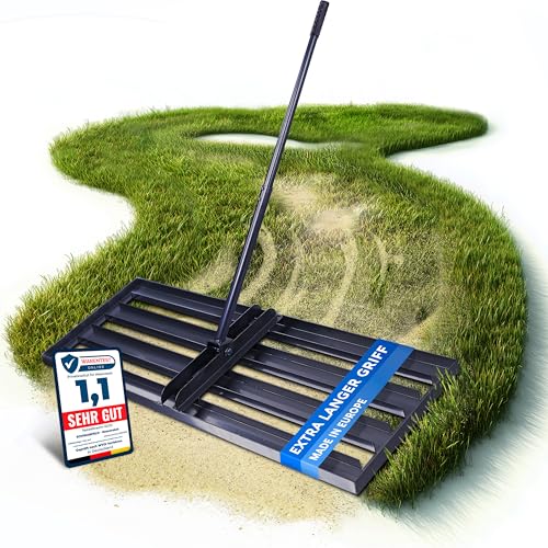 Schwanfeld® [100x30cm] Rasenrakel [LANGLEBIG & ROBUST] - inkl. 1,4m Stiel aus Metall - Rasenrechen aus hochwertigem legiertem Stahl - Rasen Rakel für die perfekte Rasenpflege - Lawn Leveling rake
