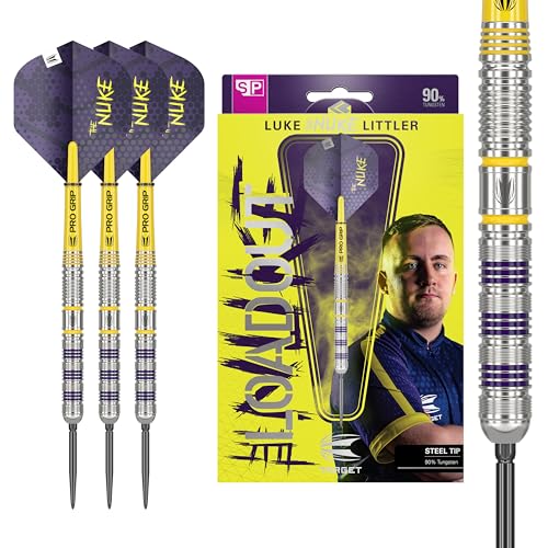 Target Darts Luke Littler Loadout 90% Tungsten Steel Tip Darts Set - 23G Stahlspitze Dart, The Nuke Player Edition Dart Set, Swiss Point Darts, SP Tool Inklusive