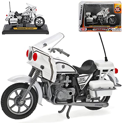 Motormax Kawasaki KZ1000P Police Polizei Weiss 1/18 Modell Motorrad