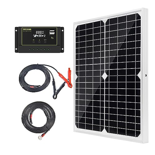 20W 12V Monocrystalline Solar Panel, Solar Panel Kit with 10 A Solar Charger Charge Controller Photovoltaic Systems Solar Powered for Caravan, Camper, Boat