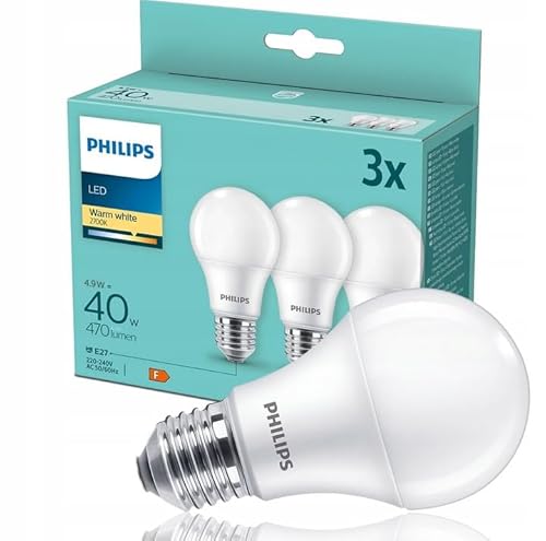 PHILIPS LED Classic E27 LED Warmweiss Glühbirne E27 3er Pack (40 W), Matte LED Lampen mit Warmweißem Licht, Energiesparende E27 LED Beleuchtung Mit Langer Nutzlebensdauer