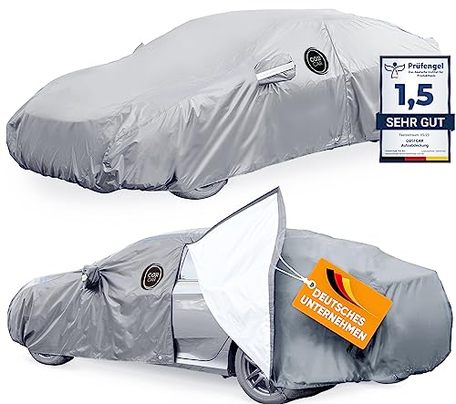 COSI CAR Autoabdeckung Wasserdicht [Passt zu jedem Fahrzeug] Abdeckplane Autogarage Vollgarage Autoplane für Frostschutz Auto Abdeckung Outdoor & Indoor | Jetzt Größe Wählen (Silber, 505 * 178 * 119)