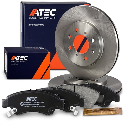 ATEC Germany Bremsenset Vorderachse inkl. Bremsscheiben Ø 258 mm Belüftet + Bremsbeläge Vorne Kompatibel mit HONDA JAZZ II (GD_, GE3, GE2), JAZZ III (GE_, GG_, GP_, ZA_)