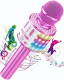 Karaoke Mikrofon, Drahtloses Bluetooth Mikrofon Kinder mit LED, Tragbares Karaoke Maschine zum Singen, Karaoke Mädchen Jungen Spielzeug Geschenke, KTV Lautsprecher Recorder für Smartphone PC