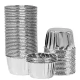 YOUYIKE Muffinförmchen Silber, 50 Stück Cupcake Förmchen Silber, Muffinförmchen Aluminium, Mini Cupcake Förmchen, Mini Muffin Förmchen, Papierformen, Backformen Zum Backen von Kuchen und Muffins