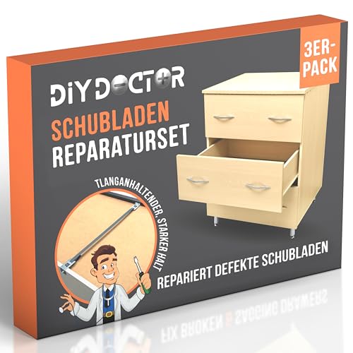 DIY Doctor Schubladen-Reparaturset (3er-Pack) – Reparatur defekter Schubladen – Verstärkungen & Unterstützung für Küchen- & Schlafzimmerschubladen