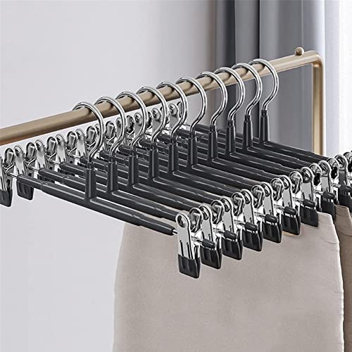 Hosenbügel aus Metall, 10 Stück Kleiderbügel Klammerbügel für Hosen Socken Röcke, 30cm Anti-Rutsch, Verchromt,Rockbügel Hosenspanner mit Clips, Hohe Belastbarkeit