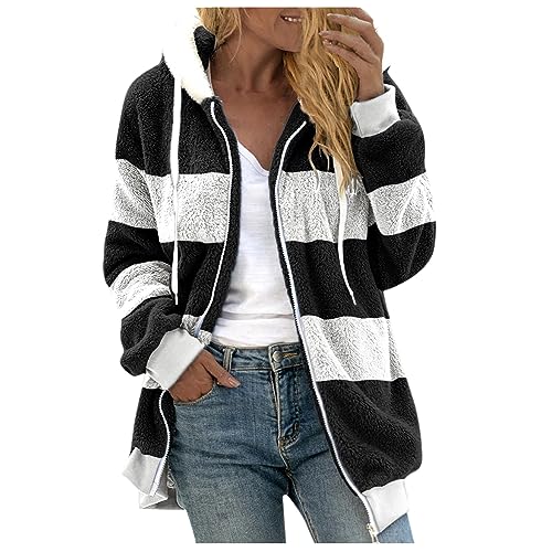 TIMELYE Lang Oversize Jacke Damen Winter Regenjacke Damen Lang Warm Sweatshirtjacke Damen Mit Kapuze Übergang Winterjacke Damen Sale Teddy Regenjacke Damen Wasserdicht Atmungsaktiv Leicht