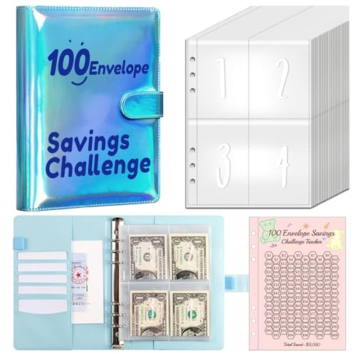 Deutsch 100 Envelope Saving Challenge Binder, Budget Binder, Budget Planner Binder Cash Stuffing, Sparbuch Geld Sparen Für Sparchallenge, Spar Challenge Für Budget Planer