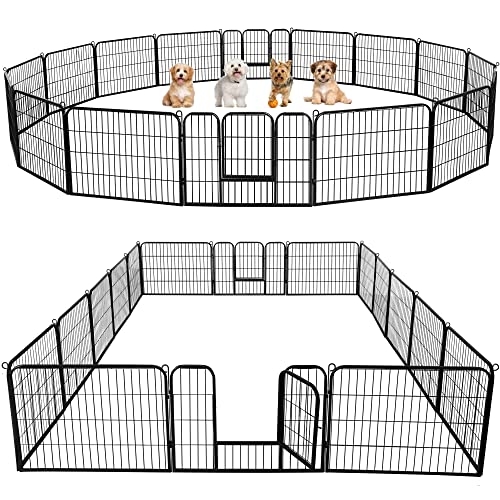 Yaheetech 16-teilig Welpenlaufstall Freigehege mit 2 Türen, Welpenzaun für Hunde je Panel 80 x 60 cm, Schwarz