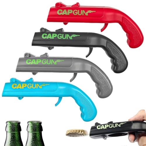 TAIXING 4 Stück Cap Gun Flaschenöffner Lustig, Kronkorken Pistole, Bierdeckel Pistole, Flaschenöffner Pistole Bierdeckelpistole für Zuhause Restaurant Bar Party Bier Zubehör