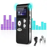 64GB Diktiergerät Aufnahmegerät mit Mikrofon - 1536kbps HD Digitales Diktiergerät mit Schreibfunktion, One-Touch-Aufnahme, Voice Audio Recorder für Vortrag, Vorlesung, Kurse, Konferenzen