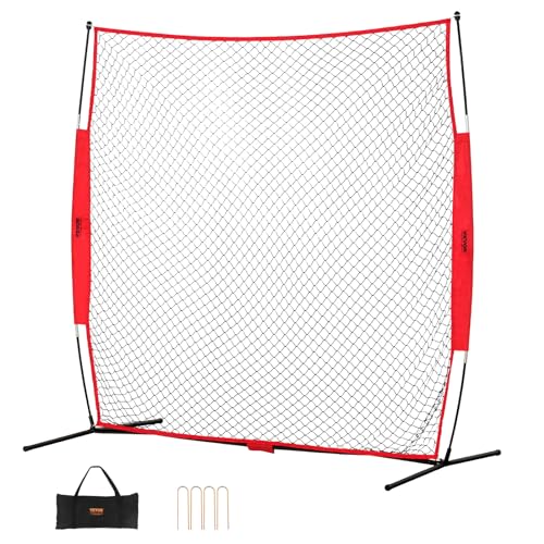 VEVOR Barrikaden-Backstop-Netz, 283 x 107 x 212 cm Ballsport-Absperrnetz, Tragbare Übungsausrüstung mit Tragetasche, Schutzschirm für Baseball, Softball, Lacrosse, Fußball, Hockey-Training