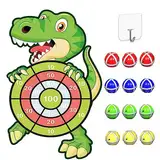 Dinosaurier Spielzeug für 3–9, 76cm Kinder Klett Dartscheibe mit 12 Klebrigen Bällen, Drinnen und Draußen Hängendes Dart Wurfspiel Sets für Kinder Groß und Klei, Geburtstags Geschenke für Kinder 4–10