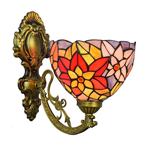 Blivuself Tiffany Wandlampen Licht 8-Zoll-britische Buntglas modernen Spiegel Tiffany Wandlampe einfach pastorale Chrysantheme Gang Sonnenblume Einkopf Glaswandleuchte