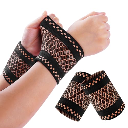 AOOWU Handgelenk Bandagen, 2 Stück Atmungsaktivem Wrist Wrap Handgelenkbandage, Handgelenkstütze Bandage, Fitness für Sport,Gymnastik,Krafttraining,Sportschutz(M)