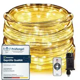HAUSPROFI Led Lichterschlauch 30m 600LEDs lichterkette mit Fernbedienung für Innen Außen Strombetrieben 8 Mode Helligkeit dimmbar led Schlauch Lichtschlauch für Weihnachten, Party, Warmweiß, Ø5mm