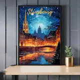 Reisezentrum Nacht Reise Poster Druck Wand Kunst Bilder Leinwand Malerei Wohnzimmer Wohnkultur 40x50cm ohne Rahmen