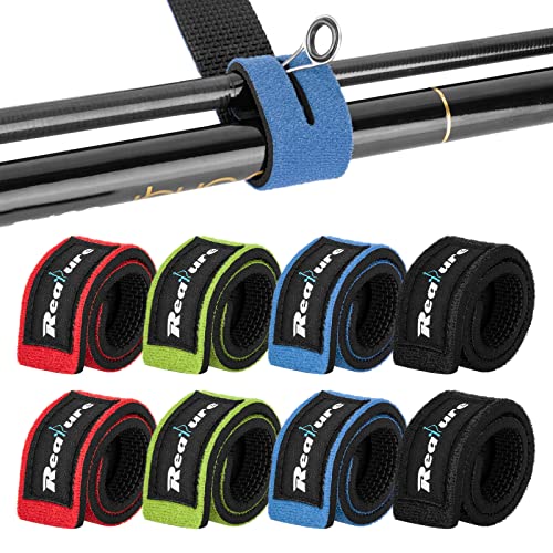 Realure 8 Pcs Mixed Color Angelrute Klettverschluss Riemen Einstellbar Neopren Krawatten Riemen Elastische Angelrute Gürtel Krawatten Für Feste Angelruten Gear Strap Spinnrute Meer Rute Feeder Rute