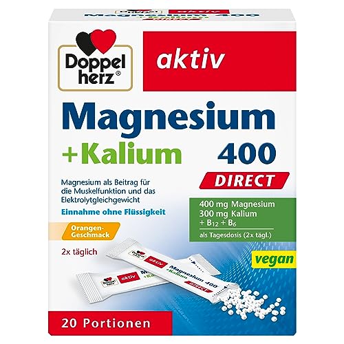 Doppelherz Magnesium 400 + Kalium DIRECT - Magnesium als Beitrag für die Muskelfunktion und das Elektrolytgleichgewicht - 20 Portionen Micro-Pellets