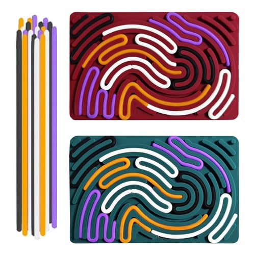2 Stück Sensorik Activity Board, Doppelseitiges Aktivitätstafel, Silikon Sensory Fidget Spiel Toys für zur Autismus ADHD für Kinder ab 3 Jahr & Erwachsene, mit Reisetasche & 20 Zubehör Schnüren