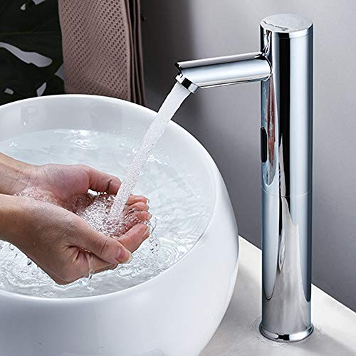 Wasserhahn mit Sensor, G1/2 Armatur Badezimmer mit Infrarot Automatischer Sensor, Badezimmer-Einhebelarmaturen, Moderne Armatur Waschbecken für Waschbecken Bad/Spülbecken Küche (32cm)