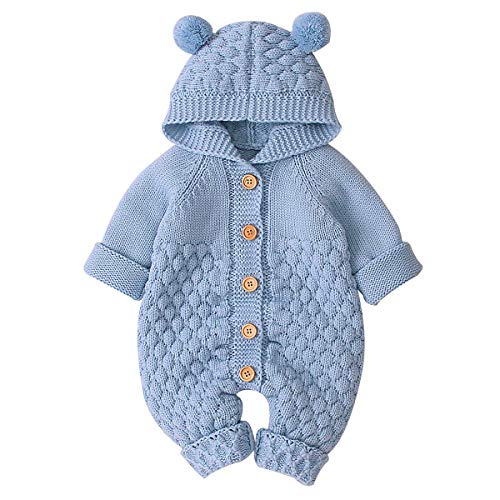 Haokaini Neugeborenes Baby Ohr Kapuze Gestrickte Strampler Overall Winter wärmer Schneeanzug für Jungen Mädchen