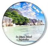 La Digue Island Seychellen Kühlschrankmagnet Kühlschrank Gefrierschrank Magnet Souvenir Dekoration Magnet Aufkleber Glas Handwerk