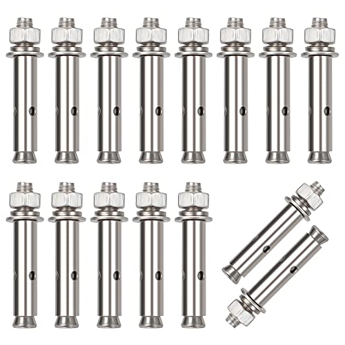 Iyowei 15 Stück schwerlastanker M8 x 60mm Keilanker Schwerlastanker Edelstahl 304 Ankerschrauben Sechskant Expansion Schraube Bolzen Schwerlastanker Bolzenanker Sechskant Dehnschraube Madenschrauben