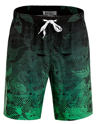 APTRO Herren Badehose Freizeit Short Schnelltrocknend Badeshorts Grün BS023 XL