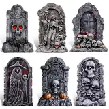 Halloween Deko Garten 6 Stück Grabstein Halloween Dekoration Plastic Board Heavy Duty Graveyard Dekorationen 42CM Grabsteine für Halloween Dekorationen im Freien Hof Lawn Garden