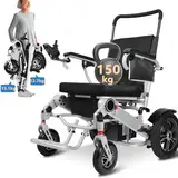 WEYRAL Elektrorollstuhl Faltbar, Teilbar Elektrorollstuhl, mit Led-licht und Schutzhülle, 51cm Sitzbreite Elektrischer Rollstuhl Faltbar, 2 * 10AH Elektrorollstuhlfür ältere und behinderte Menschen