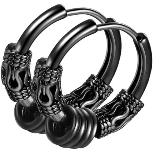 EAVUYIS Creolen Medizinischer Edelstahl Vintage Perforierter Knorpelschmuck Ohrring Creolen Geeignet für Männer und Frauen Punk Hip Hop Ohrringe Hypoallergen Schwarz