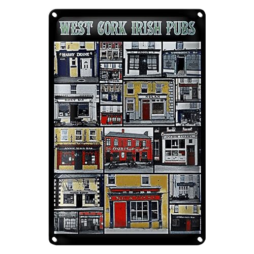 West Cork Irish Pubs | Dekoratives Blechschild im Retro-Stil für Bar & Zuhause | Ideal für Sammler und Liebhaber irischer Kneipenkultur | 30 cm x 40 cm