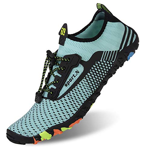 IceUnicorn Strandschuhe Badeschuhe Damen Herren Schwimmschuhe Aquaschuhe Sommer Schnell Trocknend Surfschuhe(Turkis,38EU)