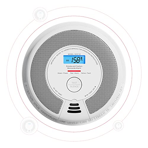 X-Sense Vernetzbarer kombinierter Rauch- und Kohlenmonoxid-Melder mit LCD Anzeige & 10 Jahres Batterie, SC07-W, 1er Set