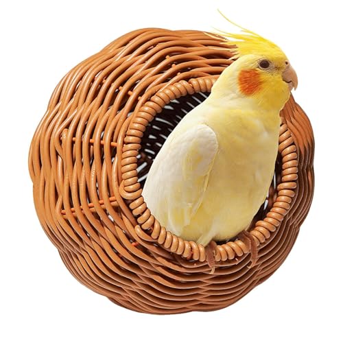 Seilennest, Vogelnester, Künstliches Rattanhaus für, Realistische Nachahmung Rattan Vögel Nest für Gartenterrasse, zum Sittich, Cockatiel