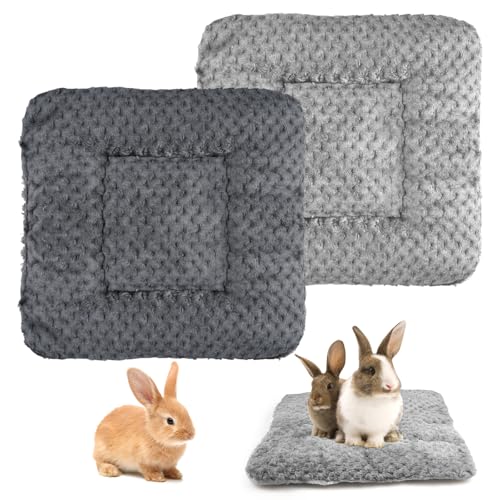 2 Stück Kleintier Plüschbett, Kaninchen Bett 30 x 30 cm, Waschbares Fleece Kaninchen Meerschweinchenkissen, Warme Flauschige Plüschbett für Kleine Tiere für Meerschweinchen, Kaninchen, Hamster
