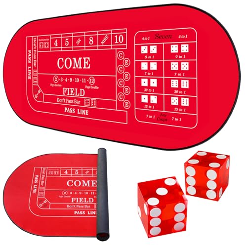 TMKEFFC Craps Mat Spielprinzip,Casino-Stil Zuhause Spielen Hochwertige Casino-Erfahrung zu Hause: Luxus-Craps-Matte mit Premium-Würfeln für unschlagbare Spielabende