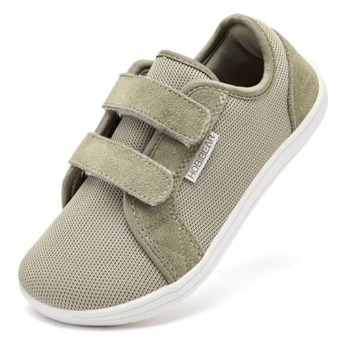 HOBIBEAR Kinder Breite Barfußschuhe für Jungen Mädchen Outdoor Trail Running Minimalist Walking Schuhe(EU 24,Braun)