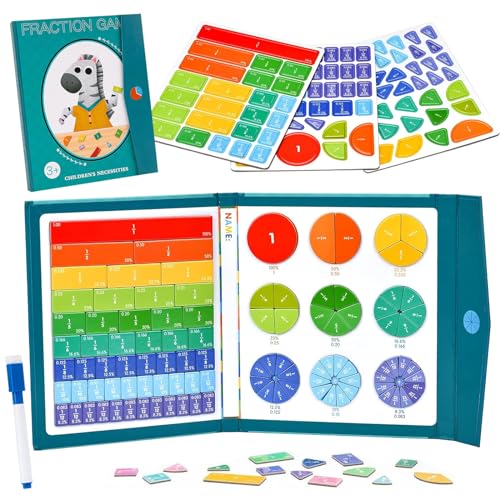 Montessori Material Mathematik, Bruchrechnen Material Magnetisch, Mehrfarbiges Bruchrechnen Lernen, Montessori Mathematisches Spielzeug für Mathe Bruchrechnung Klassen, Ausbildung, Lernen (B)