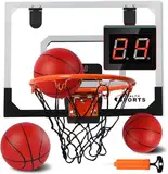 Mini Basketballkorb Indoor - Basketballkorb für Zimmer mit 3 Ball Kinder Mini Hoop mit Elektronische Anzeigetafel Outdoor Wandmontage für Schlafzimmerbüro