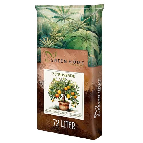 Green Home Zitruserde 72L - Erde für Zitruspflanzen & Mediterrane Pflanzen | Citrus Erde mit Langzeitdünger | Perlite, Kokosfasern & Rindenhumus | Für Garten, Kübel & Hochbeet, pH 5,10
