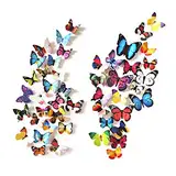 Lintopos 80 Stück 3D Schmetterlinge Deko Schmetterling Wandaufkleber Schmetterlinge Dekoration Wandtattoo Abnehmbare Wandaufkleber Heimdeko Schlafzimmer Deko